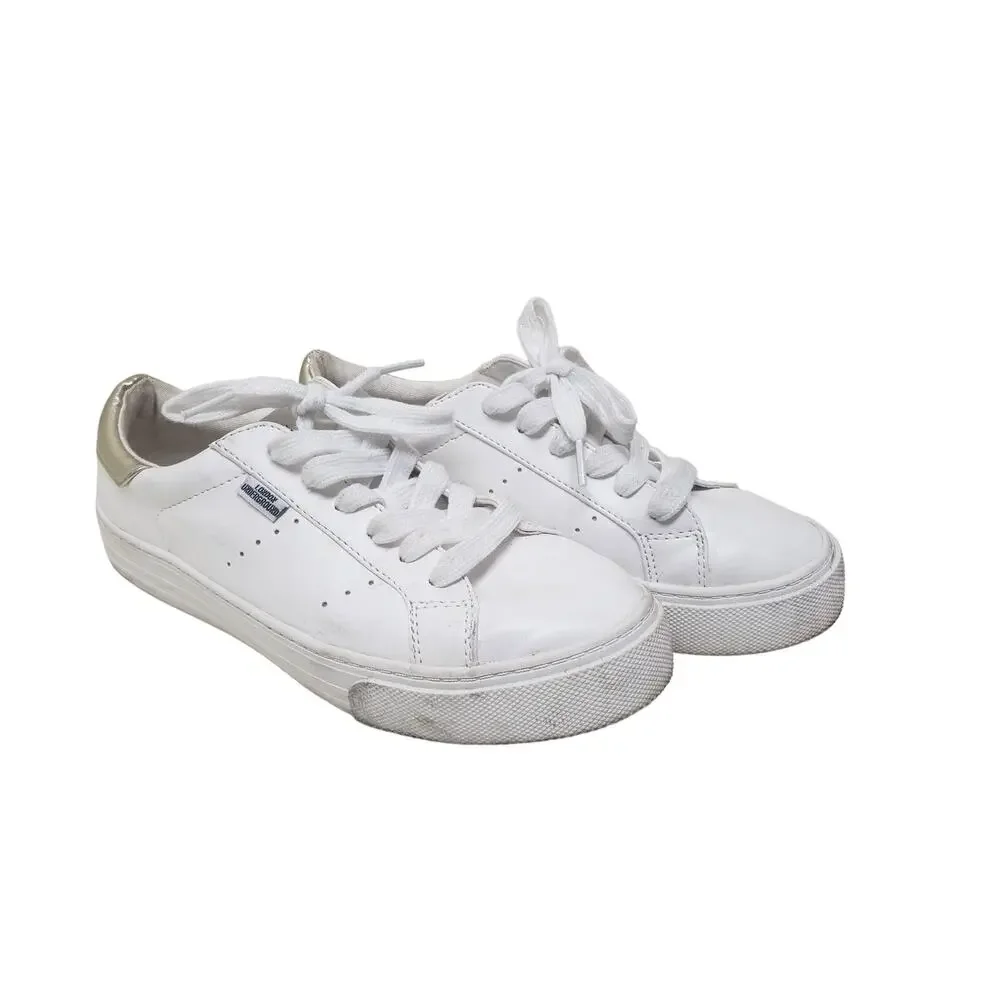 London Underground Kensa White & Gold Shoes - Women's Size 8 Sneakers